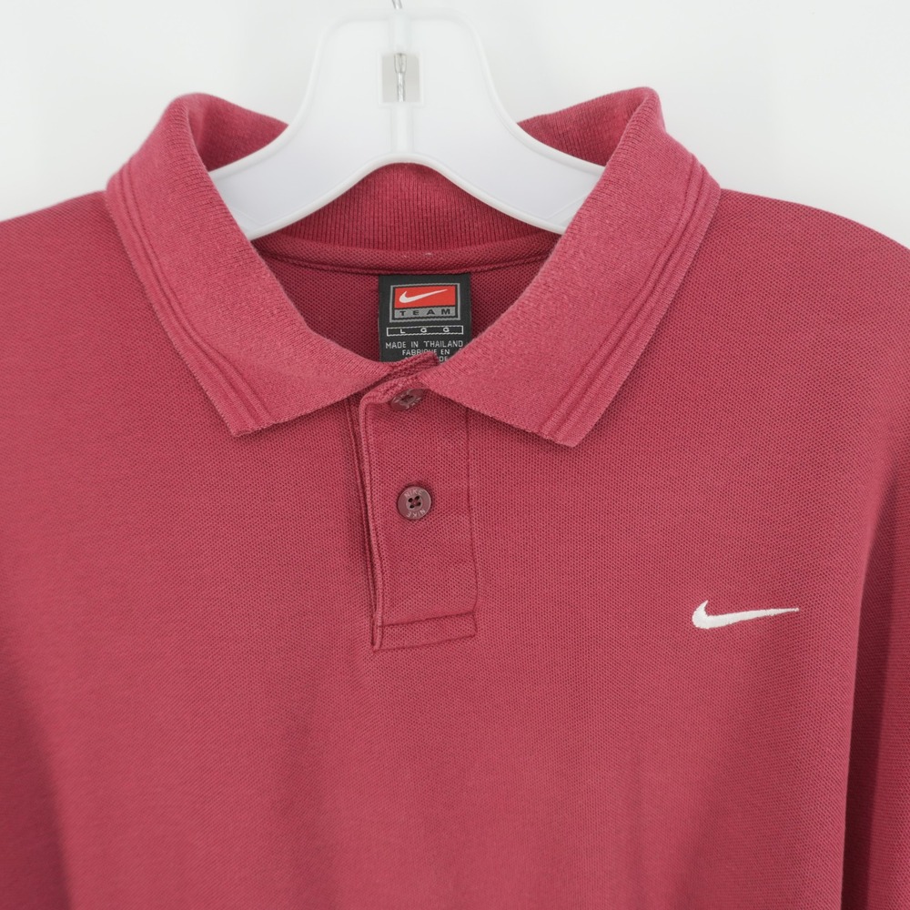 Nike Polo Shirt Mens L Red Dri-FIT Team Short Sleeve Embroidered Swoosh Pique